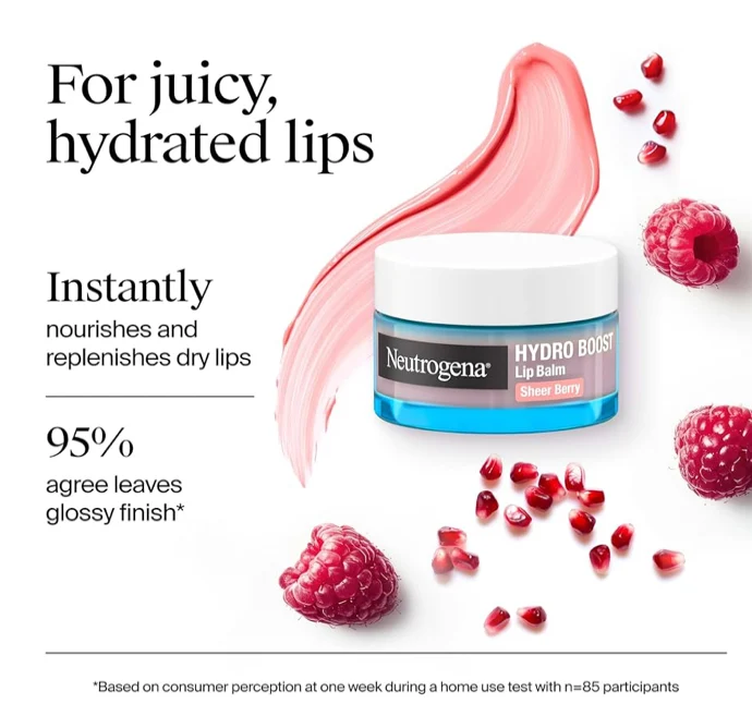Neutrogena Hydro Boost Hyaluronic Acid Lip Balm Hydrated, Sheer Pink Tinted Sheer Berry 0.5 oz (Pack of 2)