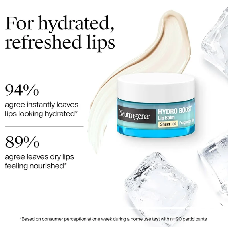Neutrogena Hydro Boost Hyaluronic Acid, Unscented Lip Balm Ice Nude Sweet Sugar Flavor Fragrance Free