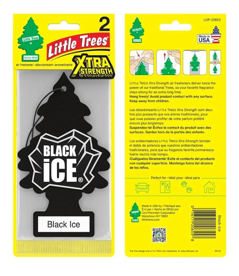 LITTLE TREES Car Air Freshener Xtra Strength Long-Lasting Scent Extra Boost - Black Ice (24)