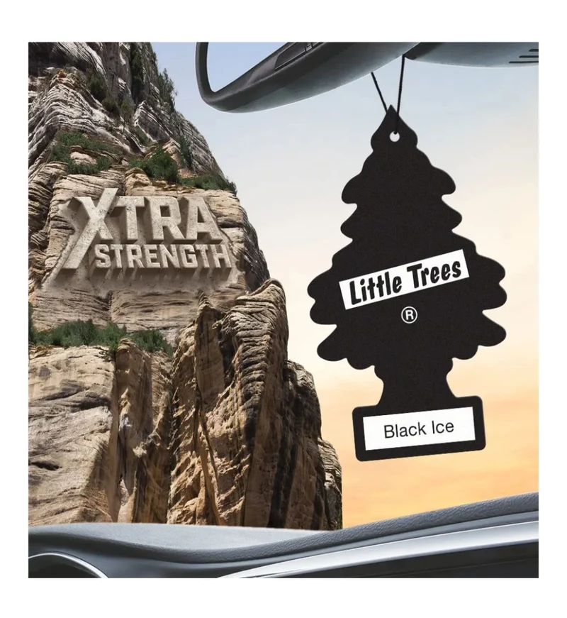 LITTLE TREES Car Air Freshener Xtra Strength Long-Lasting Scent Extra Boost - Black Ice (24)