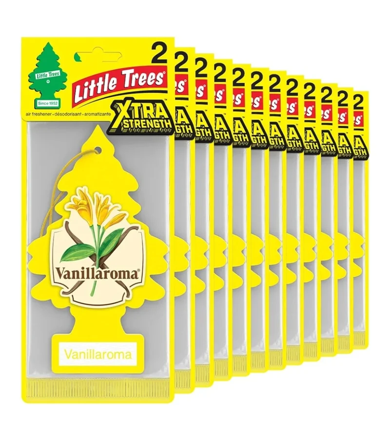 LITTLE TREES Car Air Freshener Xtra Strength Long-Lasting Scent Extra Boost -Vanillaroma (24)