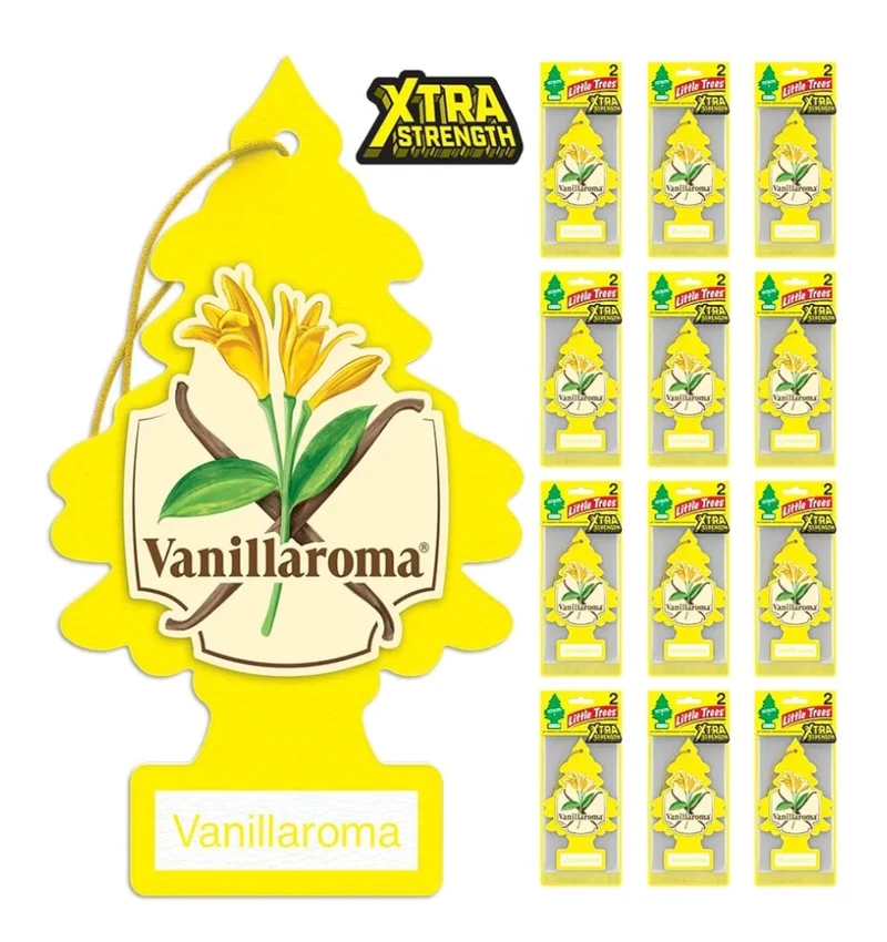 LITTLE TREES Car Air Freshener Xtra Strength Long-Lasting Scent Extra Boost -Vanillaroma (24)