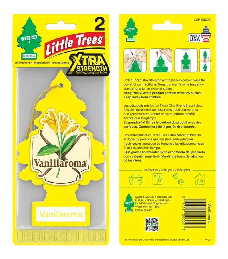 LITTLE TREES Car Air Freshener Xtra Strength Long-Lasting Scent Extra Boost -Vanillaroma (24)