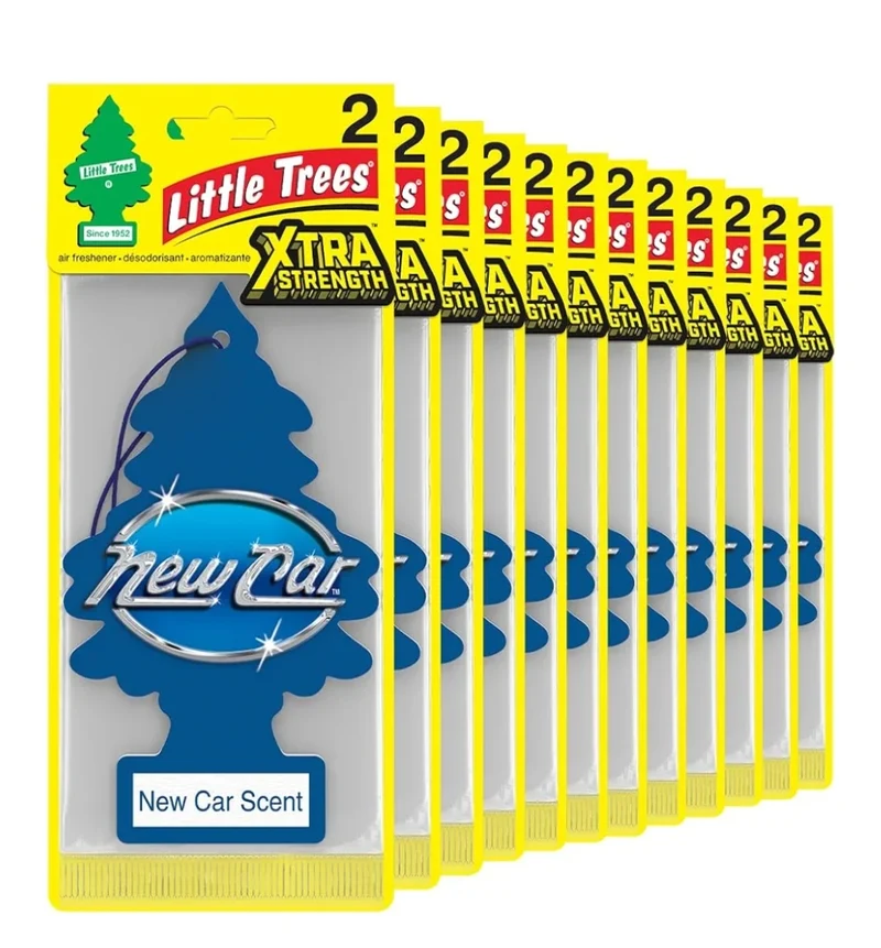 LITTLE TREES Car Air Freshener Xtra Strength Long-Lasting Scent Extra Boost - New Car Scent (24)