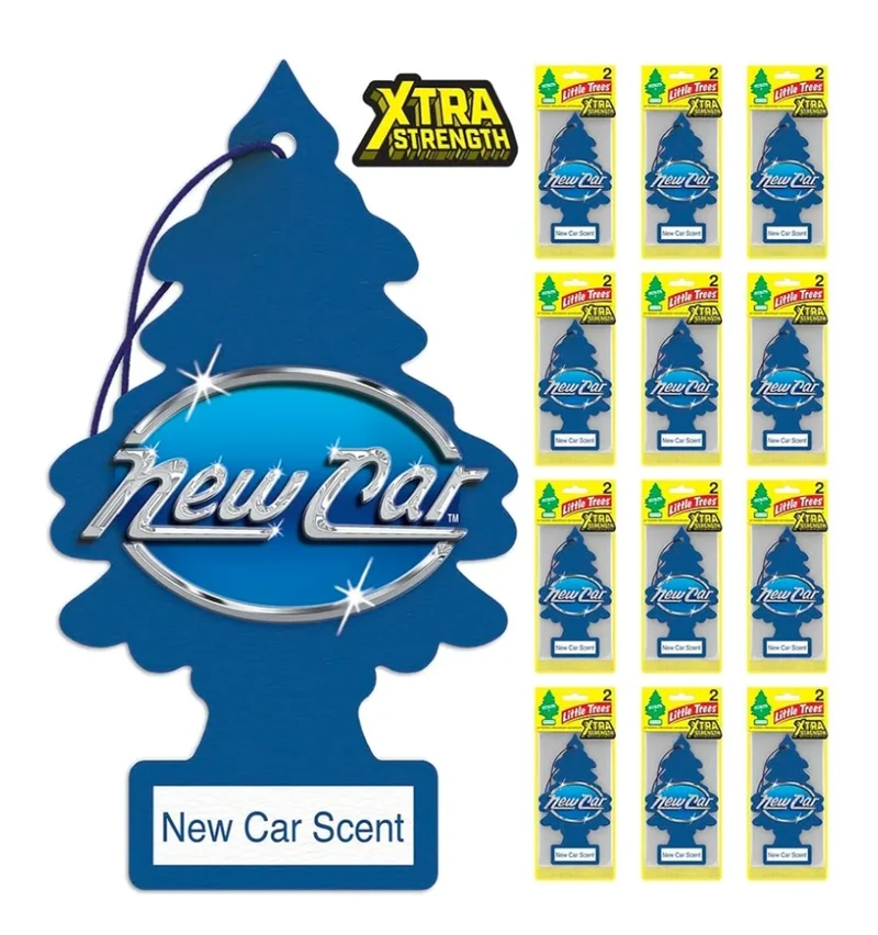 LITTLE TREES Car Air Freshener Xtra Strength Long-Lasting Scent Extra Boost - New Car Scent (24)