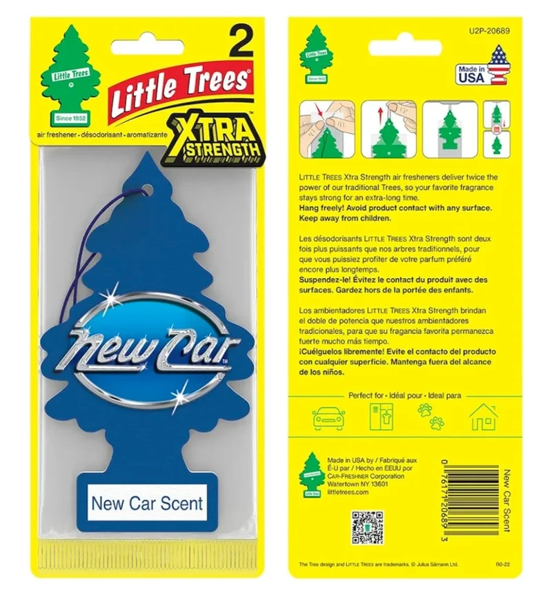 LITTLE TREES Car Air Freshener Xtra Strength Long-Lasting Scent Extra Boost - New Car Scent (24)