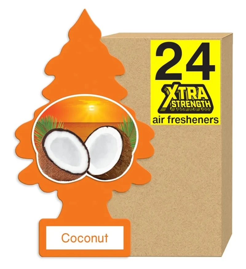 LITTLE TREES Car Air Freshener Xtra Strength Long-Lasting Scent Extra Boost of Fragrance - Coconut (24)