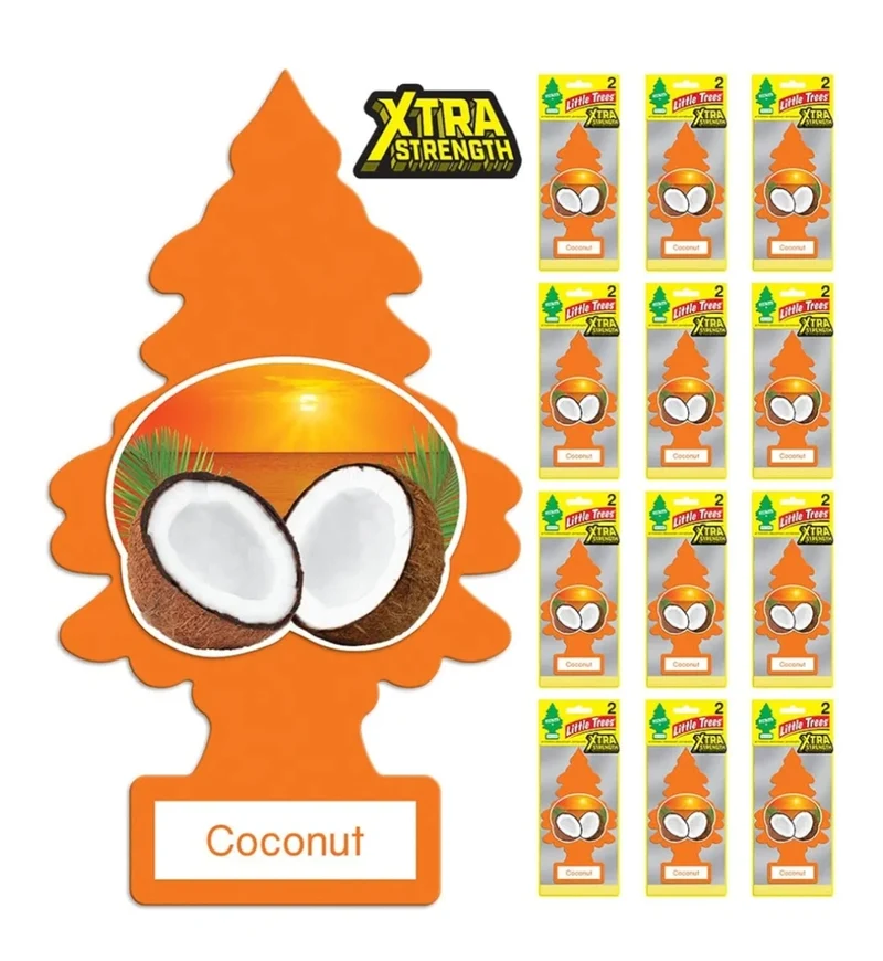 LITTLE TREES Car Air Freshener Xtra Strength Long-Lasting Scent Extra Boost of Fragrance - Coconut (24)