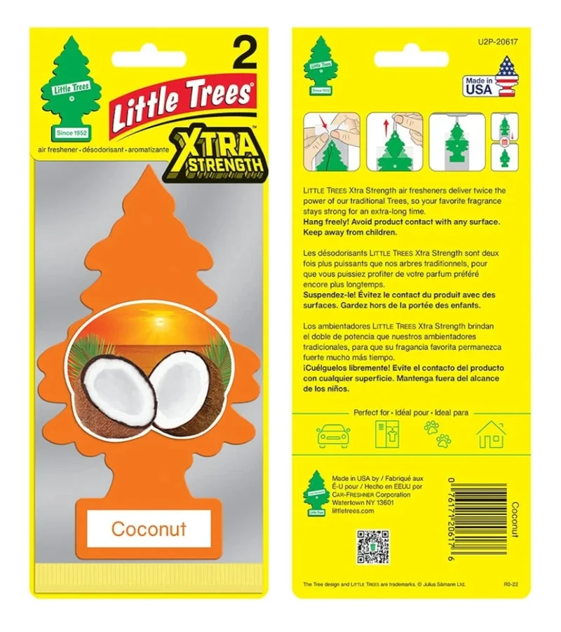 LITTLE TREES Car Air Freshener Xtra Strength Long-Lasting Scent Extra Boost of Fragrance - Coconut (24)