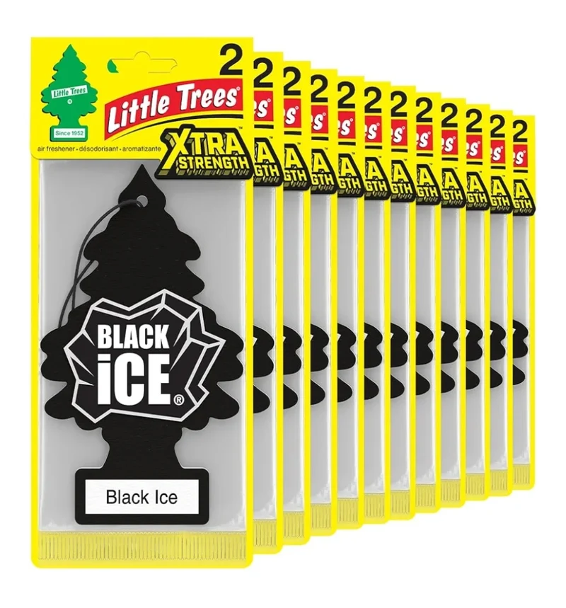 LITTLE TREES Car Air Freshener Xtra Strength Long-Lasting Scent Extra Boost - Black Ice (24)