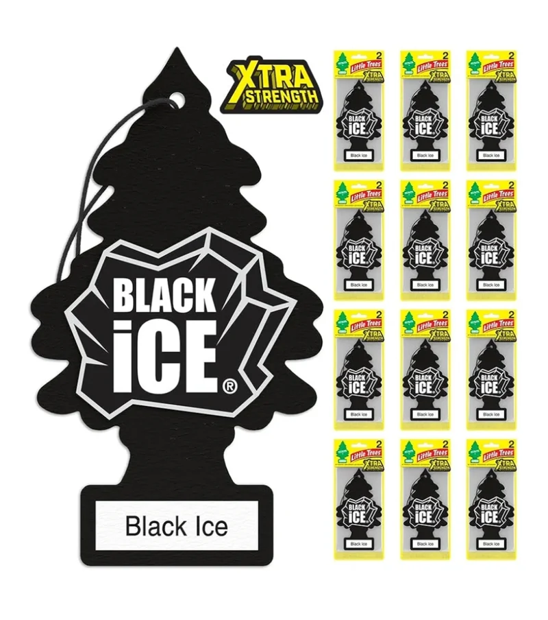 LITTLE TREES Car Air Freshener Xtra Strength Long-Lasting Scent Extra Boost - Black Ice (24)