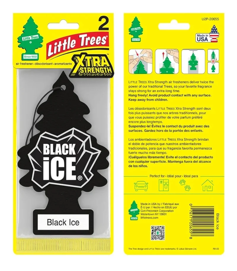 LITTLE TREES Car Air Freshener Xtra Strength Long-Lasting Scent Extra Boost - Black Ice (24)