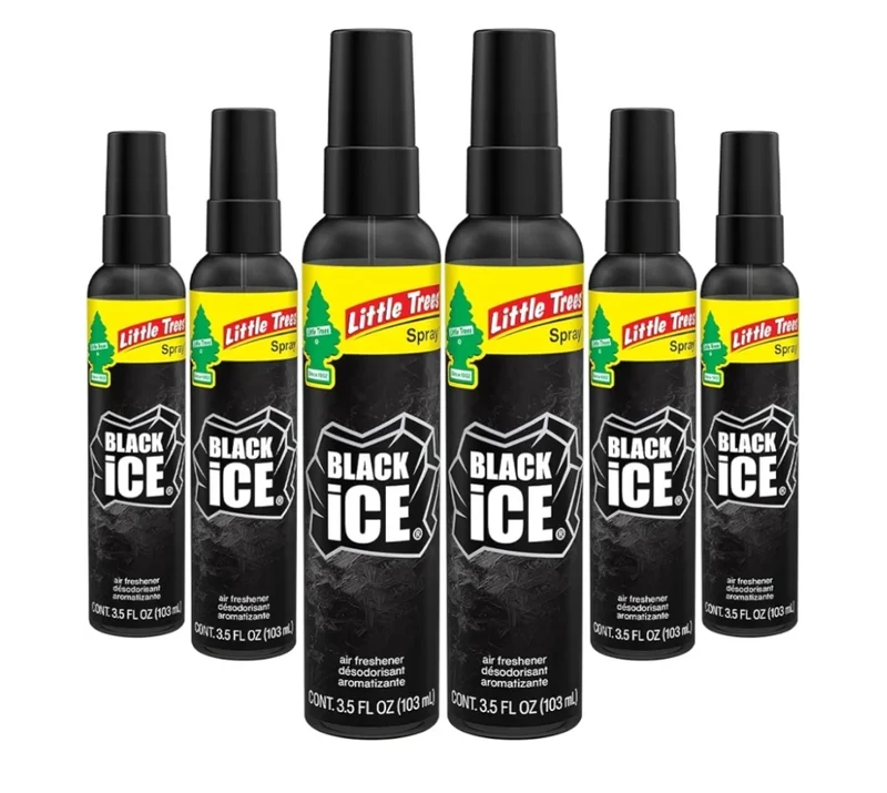 LITTLE TREES Car Air Freshener Spray Long-Lasting Scent- On-the-go -Black Ice (6)
