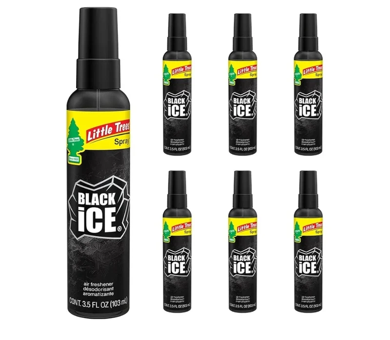 LITTLE TREES Car Air Freshener Spray Long-Lasting Scent- On-the-go -Black Ice (6)