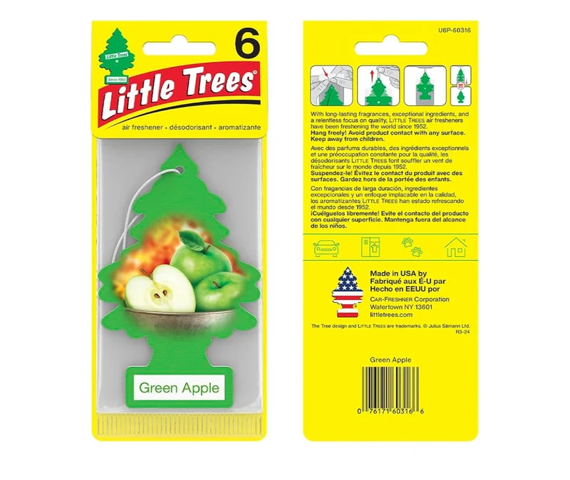 LITTLE TREES Car Air Freshener Hanging Tree Long Lasting Scent - Green Apple (24)