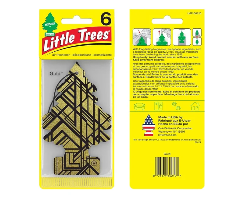LITTLE TREES Car Air Freshener Hanging Tree Long Lasting Scent-Gold (24)