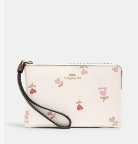 COACH FLORAL PRINT CORNER ZIP WRISTLET WOMEN DESIGNER WALLET M COLOR WITH TAG