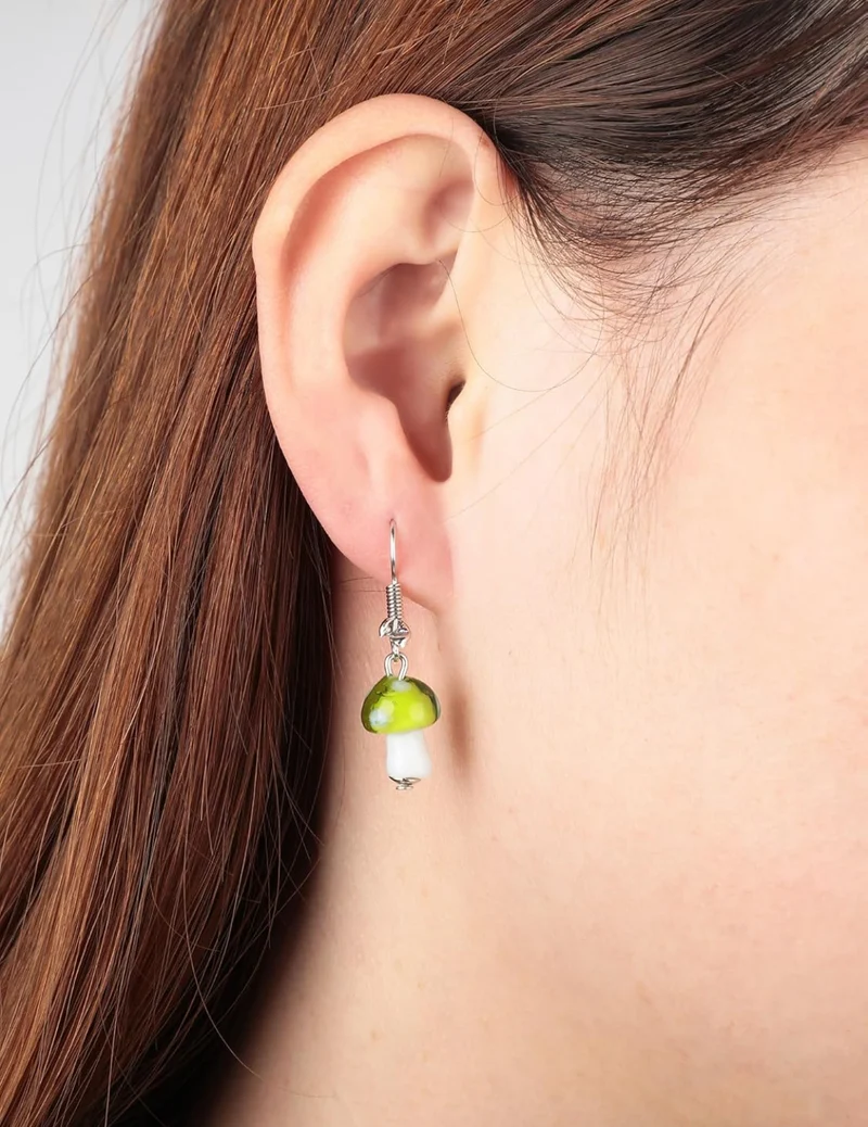 9 Pairs Mushroom Earrings for Women Long Pendant Glass Mushroom Earring Colorful Steampunk Earring Creative Funny Cute Weird Jewelry Women's Drop and Dangle Earrings