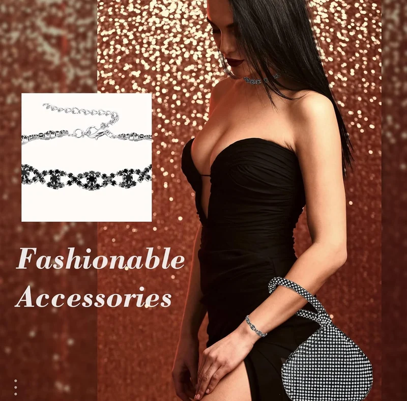4 PCS Rhinestone Necklace Choker Bracelet Earring Clutch Purses Jewelry Set Women Crystal Triangle Bling Diamond Purse Rhinestone Bag for Wedding Party