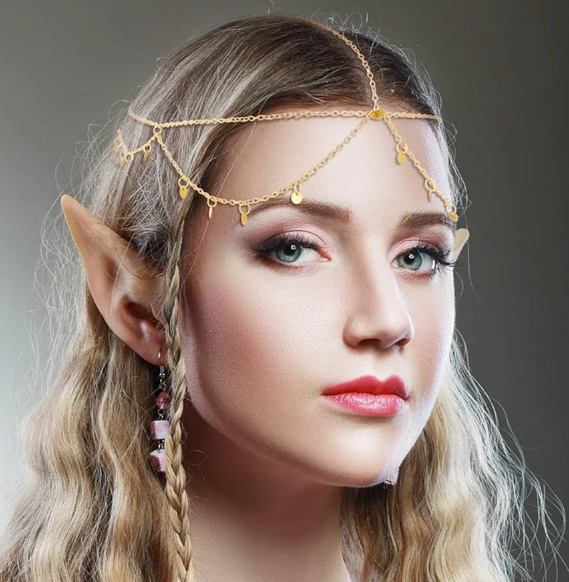 6 Pcs Gold Head Chain Jewelry Boho Bridal Headpiece Turquoise Tassel Headbands Boho Hair Accessories for Women Girls