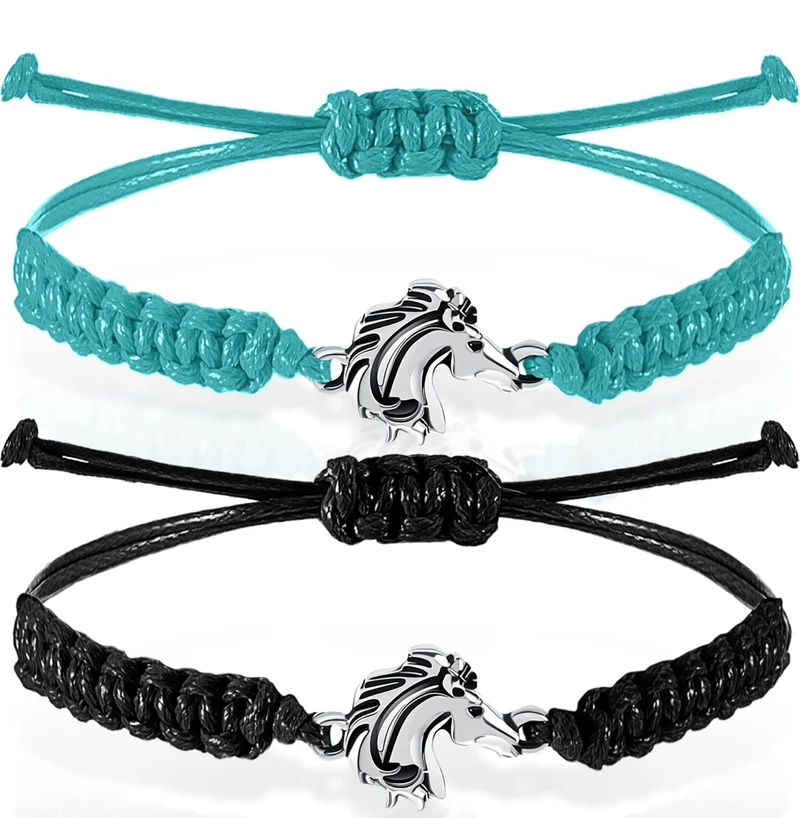 2 Pcs Horse Bit Charm Bracelet Jewelry Adjustable Hose Charm Bracelets for Teens Girls Boys