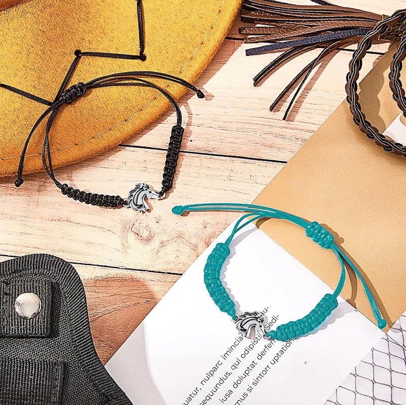 2 Pcs Horse Bit Charm Bracelet Jewelry Adjustable Hose Charm Bracelets for Teens Girls Boys
