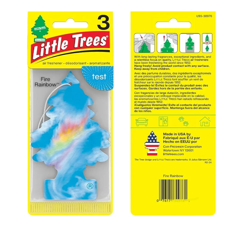 LITTLE TREES Car Air Freshener Hanging Tree Long Lasting Scent - Fire Rainbow (24)