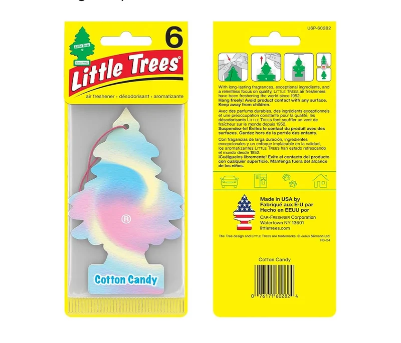LITTLE TREES Car Air Freshener Hanging Tree Long Lasting Scent - Cotton Candy (24)