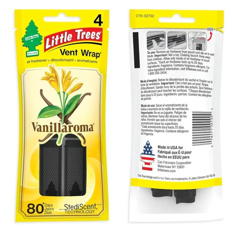 LITTLE TREES Car Air Freshener Vent Wrap Scent, Invisibly Fresh - Vanillaroma (16)