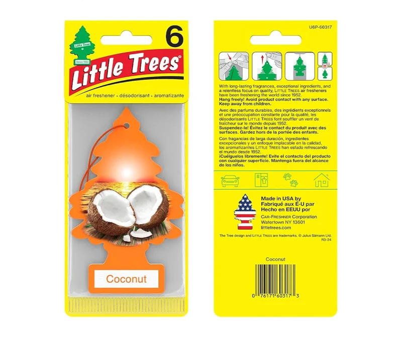 LITTLE TREES Car Air Freshener Hanging Tree Lasting Scent - Coconut (24)