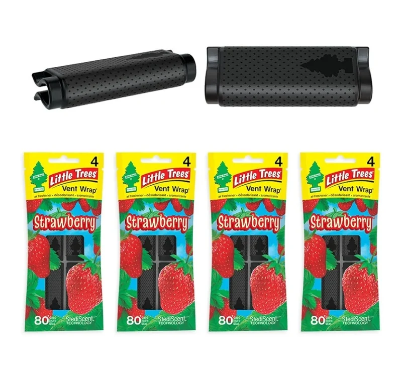 LITTLE TREES Car Air Freshener Vent Wrap Scent, Invisibly Fresh-Strawberry (16)