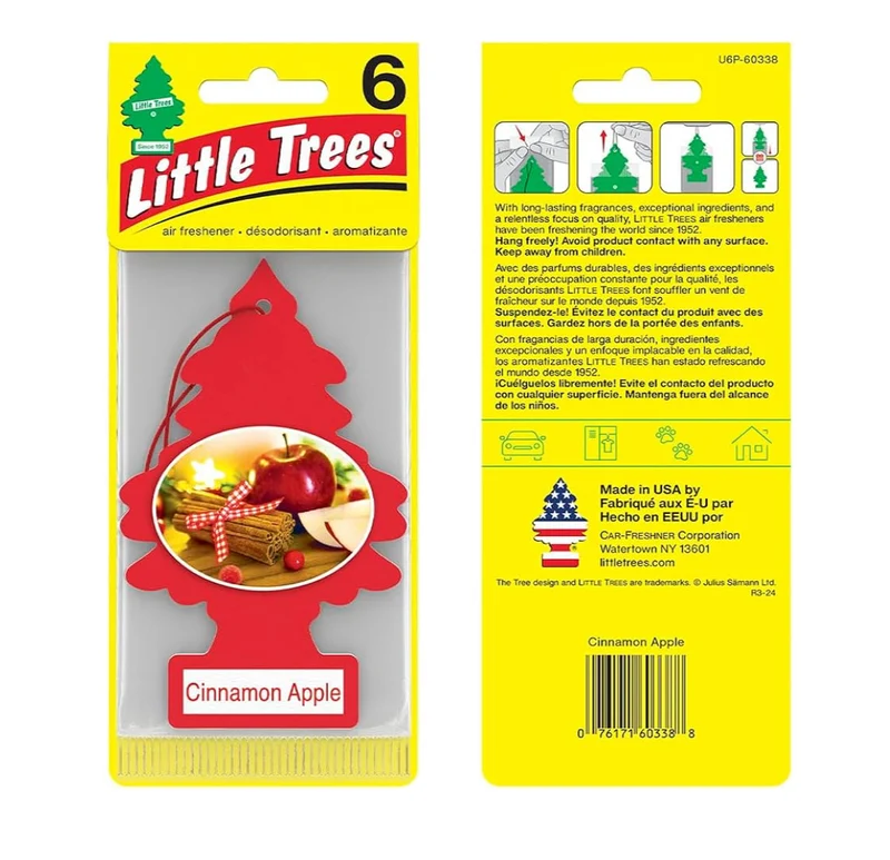 LITTLE TREES Car Air Freshener Long Lasting Scent - Cinnamon Apple - (24)