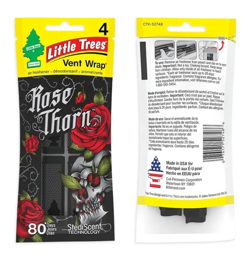 LITTLE TREES Car Air Freshener Long Lasting Scent, Invisibly Fresh - Rose Thorn (16)