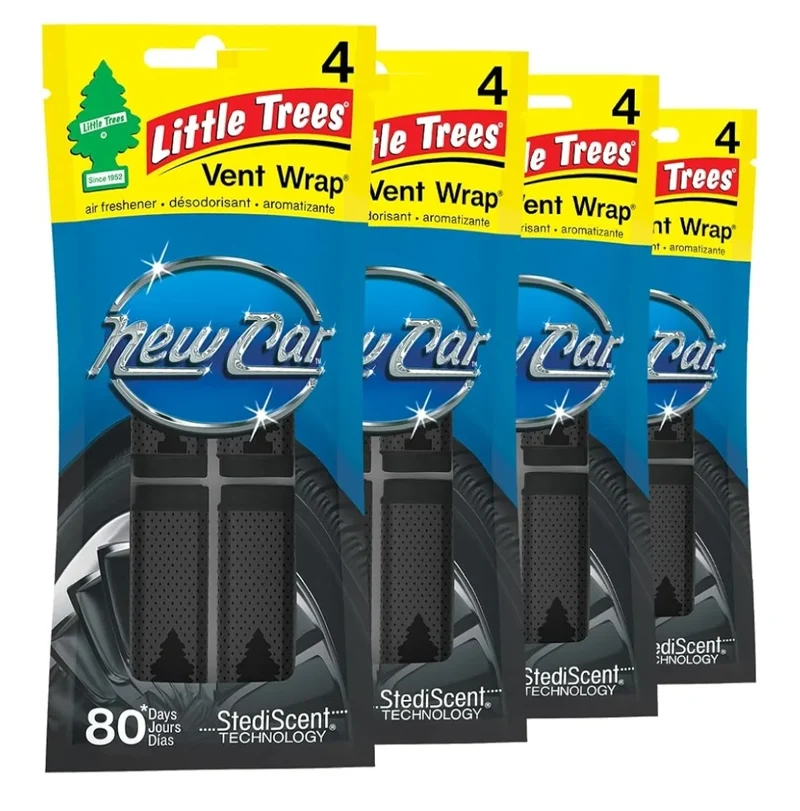 LITTLE TREES Car Air Freshener Long-Lasting Scent - New Car Scent, 4 Packs (4 Count)