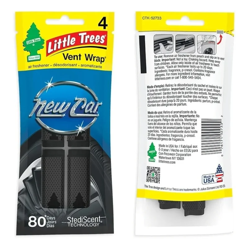 LITTLE TREES Car Air Freshener Long-Lasting Scent - New Car Scent, 4 Packs (4 Count)