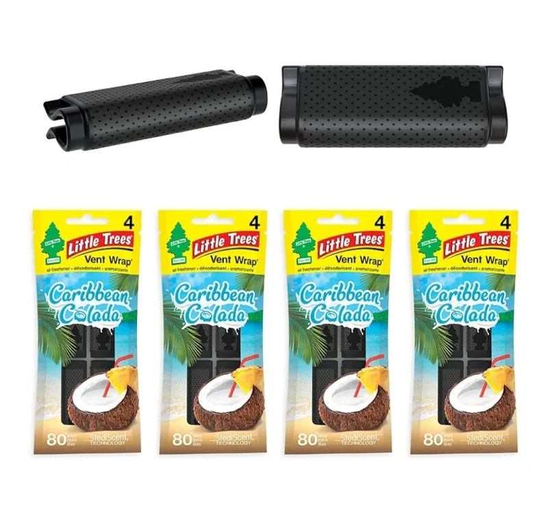 LITTLE TREES Car Air Freshener Lasting Scent- Caribbean Colada, 4 Packs (4 Count)
