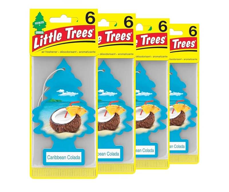 LITTLE TREES Car Air Freshener Hanging Tree Long Lasting Scent - Caribbean Colada (24)