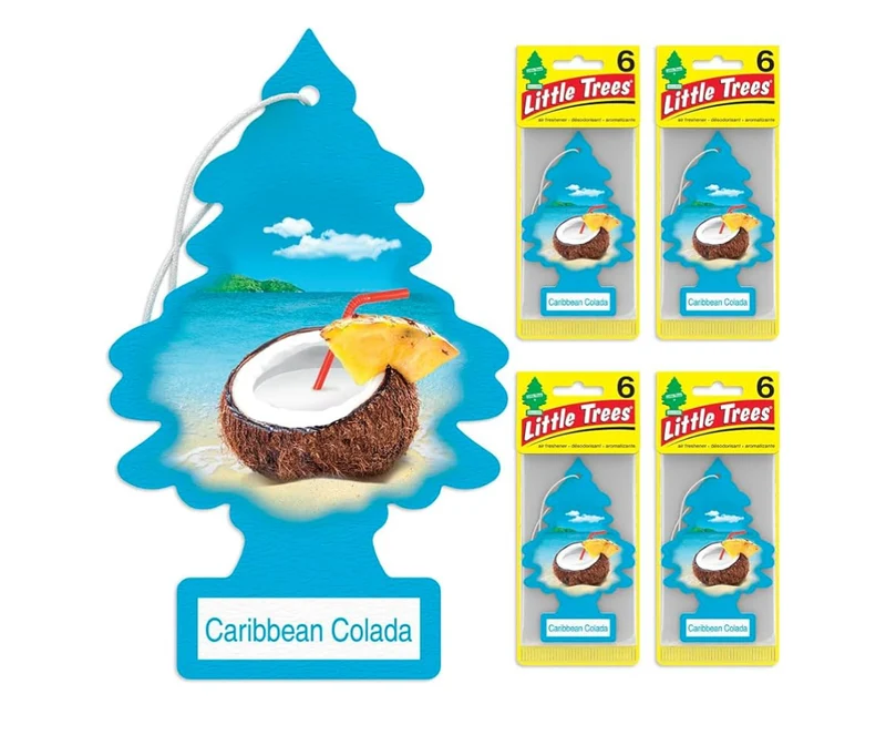 LITTLE TREES Car Air Freshener Hanging Tree Long Lasting Scent - Caribbean Colada (24)