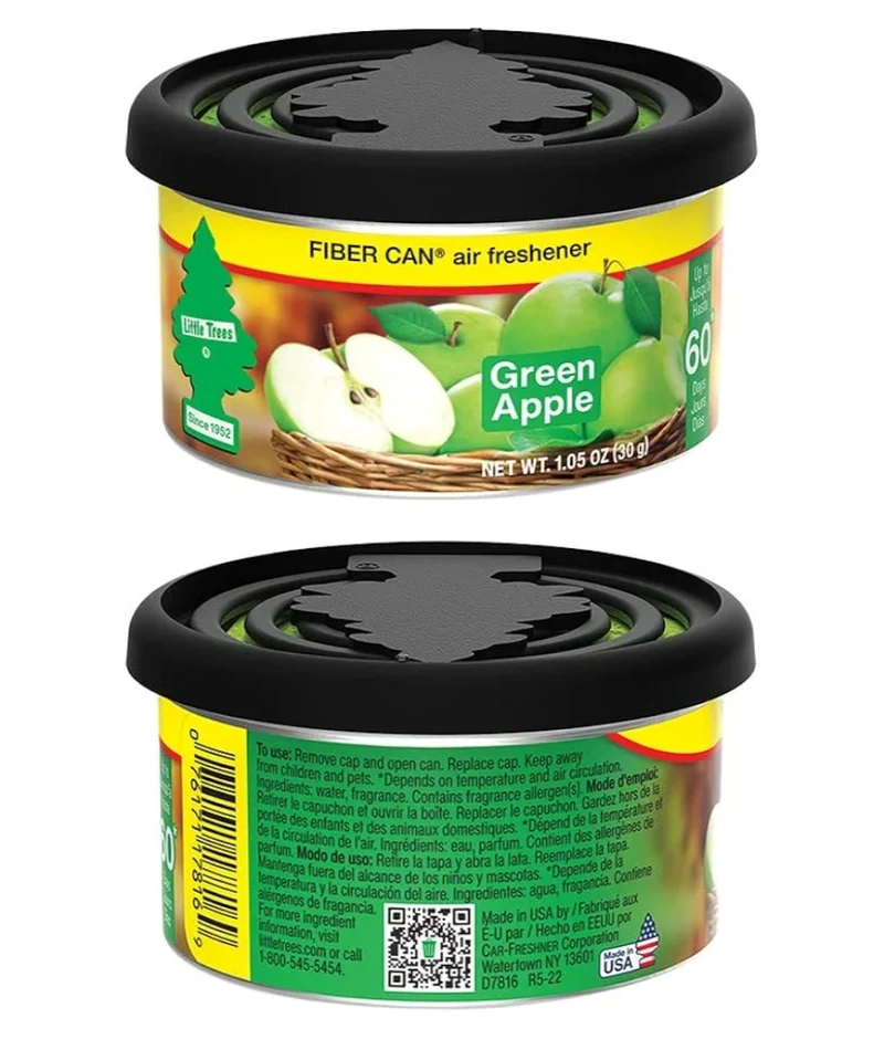 LITTLE TREES Car Air Freshener Fiber Can Long-Lasting Scent - Green Apple (4)