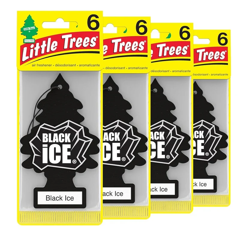LITTLE TREES Car Air Freshener Long Lasting Scent - Black Ice, 24 counts
