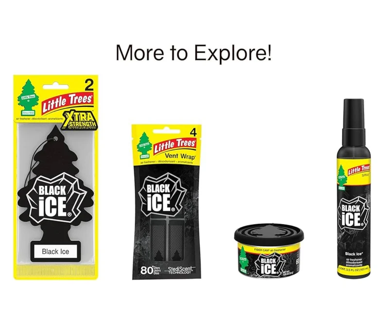 LITTLE TREES Car Air Freshener Long Lasting Scent - Black Ice, 24 counts