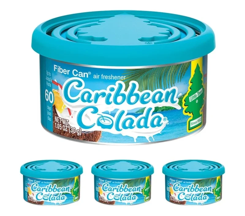 LITTLE TREES Car Air Freshener Fiber Can Scent - Caribbean Colada (4)