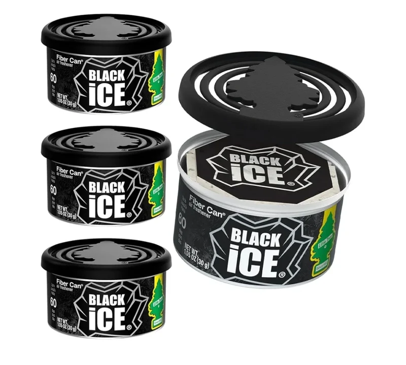 LITTLE TREES Car Air Freshener Fiber Can Long Lasting Scent- Black Ice (4)