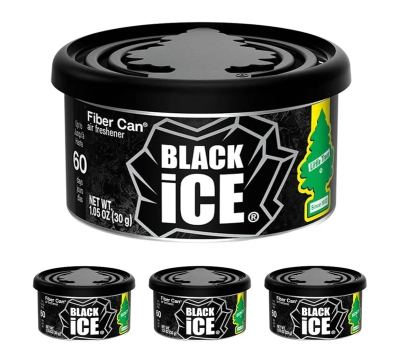 LITTLE TREES Car Air Freshener Fiber Can Long Lasting Scent- Black Ice (4)