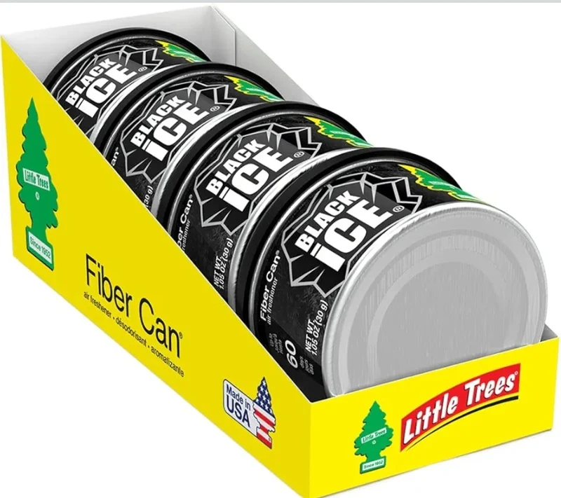 LITTLE TREES Car Air Freshener Fiber Can Long Lasting Scent- Black Ice (4)