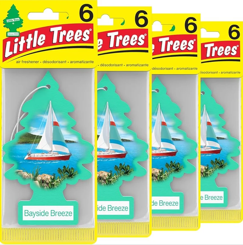 LITTLE TREES Car Air Freshener Hanging Tree Long Lasting Scent - Bayside Breeze 6-Packs