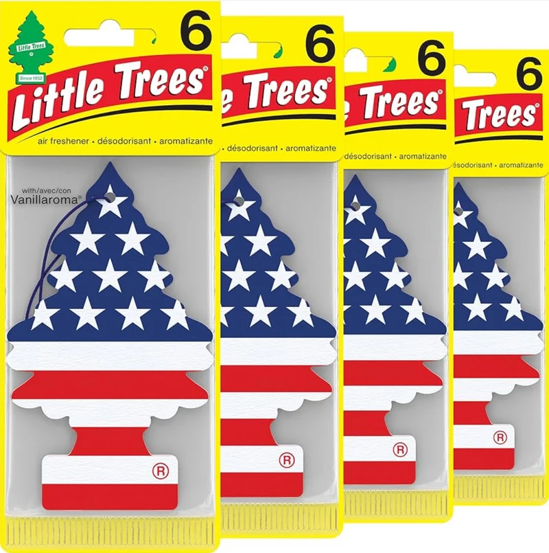 LITTLE TREES Car Air Freshener Hanging Tree Long Lasting Scent - America, (24) Air Fresheners