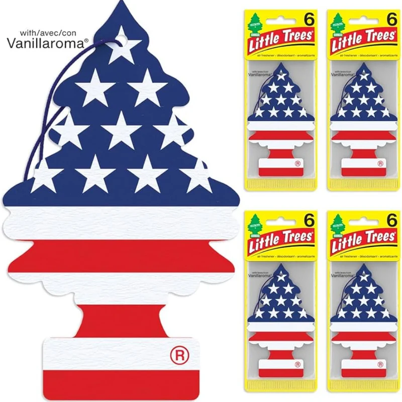 LITTLE TREES Car Air Freshener Hanging Tree Long Lasting Scent - America, (24) Air Fresheners