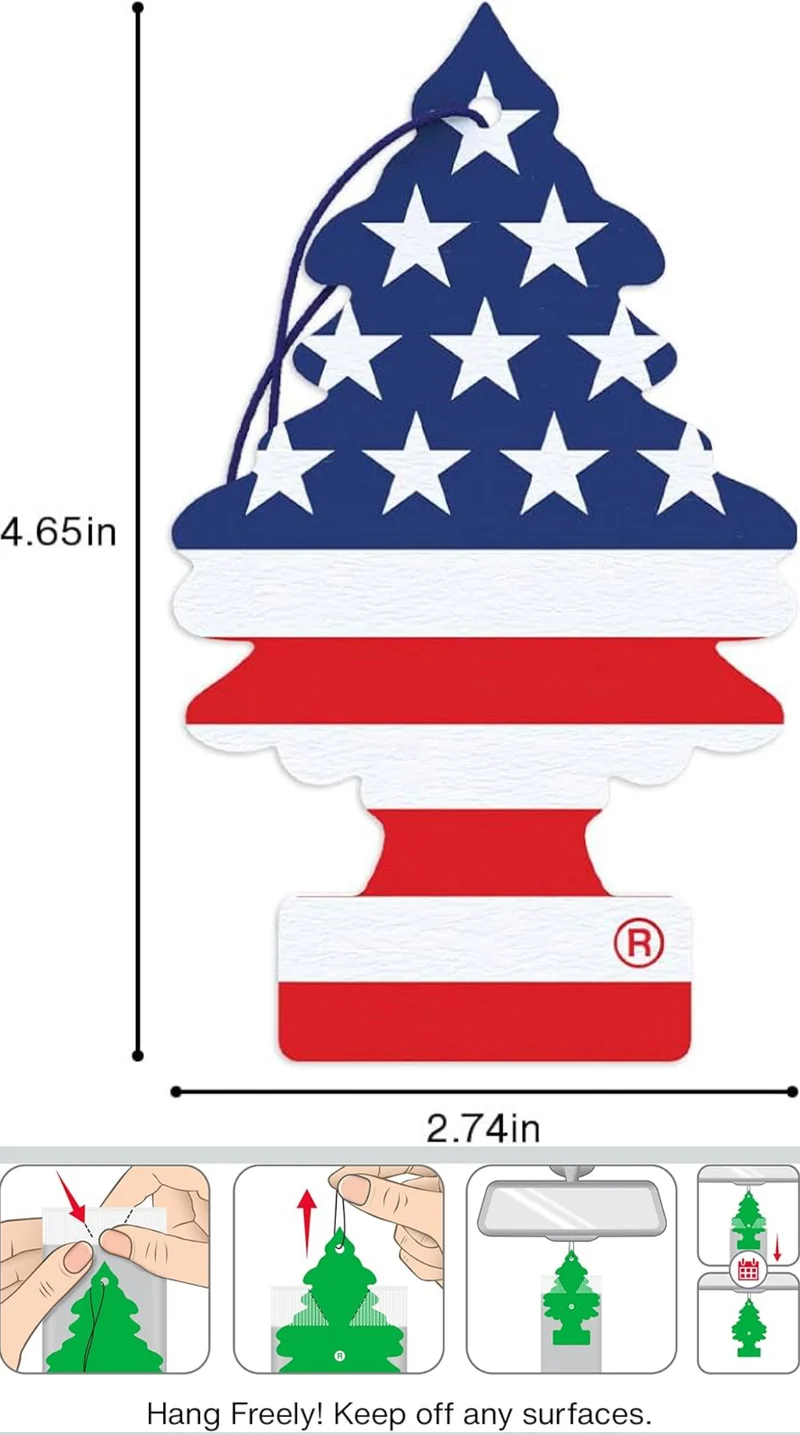 LITTLE TREES Car Air Freshener Hanging Tree Long Lasting Scent - America, (24) Air Fresheners