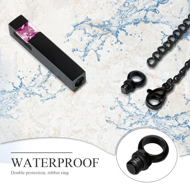 Elegant Cremation Urn Necklace Vertical Bar Zircon Heart Crystal Stainless Steel Memorial Pendant